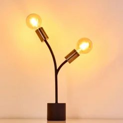 Lampes Dorées-hofstein Lampe à poser Duvin Noir doré, 2 lumières