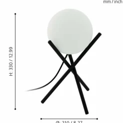 Luminaires Eglo Lampe à poser Eglo CASTELLATO Noir, 1 lumière