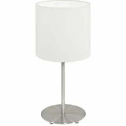 Lampes En Tissu-Luminaires Eglo Lampe à poser Eglo PASTERI Nickel mat, 1 lumière