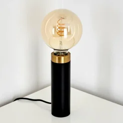 Lampes Vintages & Rétros-hofstein Lampe à poser Eichokori Cuivre, Noir, 1 lumière