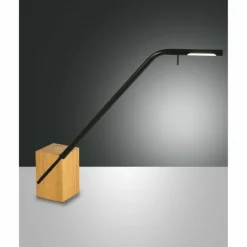 Luminaires Scandinaves-Luminaires Fabas Luce Lampe à poser Fabas Luce Viktor LED Bois clair, Noir, 1 lumière