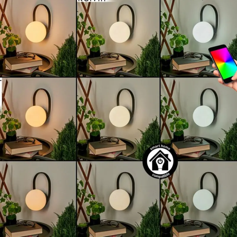 hofstein Lampe à poser Fair LED Noir, 1 lumière, Changeur de couleurs