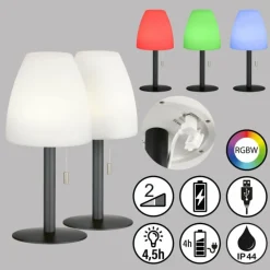 FHL easy Lampe à poser Fiumara LED Noir, 1 lumière, Télécommandes, Changeur de couleurs