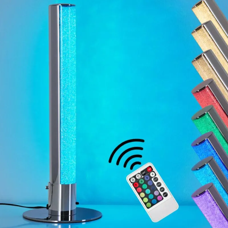 hofstein Lampe à poser Flaut LED Chrome, 1 lumière, Télécommandes, Changeur de couleurs* Éclairage Led