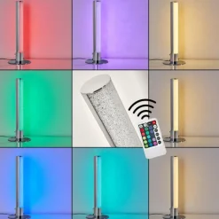 hofstein Lampe à poser Flaut LED Chrome, 1 lumière, Télécommandes, Changeur de couleurs* Éclairage Led