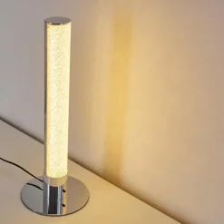 hofstein Lampe à poser Flaut LED Chrome, 1 lumière, Télécommandes, Changeur de couleurs* Éclairage Led