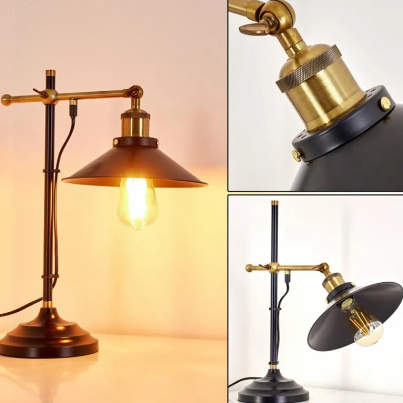 Lampes Dorées-hofstein Lampe à poser Gudem Noir doré, 1 lumière