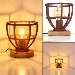 Lampes Industrielles-hofstein Lampe à poser Haervej Bois clair, Rouille, 1 lumière