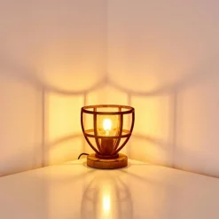 Lampes Industrielles-hofstein Lampe à poser Haervej Bois clair, Rouille, 1 lumière