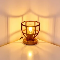 Lampes Industrielles-hofstein Lampe à poser Haervej Bois clair, Rouille, 1 lumière