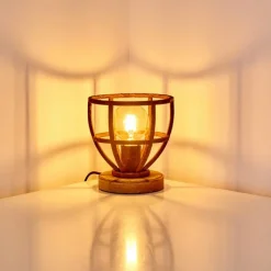 Lampes Industrielles-hofstein Lampe à poser Haervej Bois clair, Rouille, 1 lumière