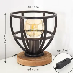 Lampes Industrielles-hofstein Lampe à poser Haervej Bois clair, Noir, 1 lumière