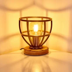 Lampes Industrielles-hofstein Lampe à poser Haervej Bois clair, Noir, 1 lumière