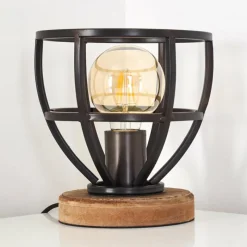 Lampes Industrielles-hofstein Lampe à poser Haervej Bois clair, Noir, 1 lumière