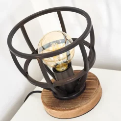 Lampes Industrielles-hofstein Lampe à poser Haervej Bois clair, Noir, 1 lumière