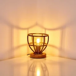 Lampes Industrielles-hofstein Lampe à poser Haervej Bois clair, Noir, 1 lumière