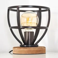 Lampes Industrielles-hofstein Lampe à poser Haervej Bois clair, Noir, 1 lumière