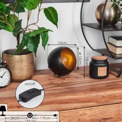 Lampes Dorées-hofstein Lampe à poser Hajo Noir doré, 1 lumière