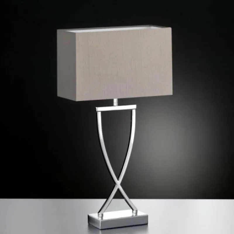 Lampes En Tissu-Luminaires Fischer & Honsel Lampe à poser Honsel Anni Chrome, 1 lumière