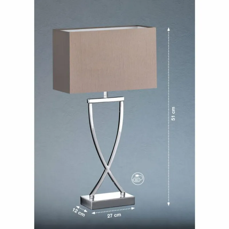 Lampes En Tissu-Luminaires Fischer & Honsel Lampe à poser Honsel Anni Chrome, 1 lumière