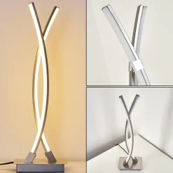 hofstein Lampe à poser Horpmaal LED Nickel mat, 2 lumières* Lampes À Poser