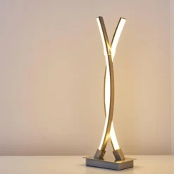 hofstein Lampe à poser Horpmaal LED Nickel mat, 2 lumières* Lampes À Poser