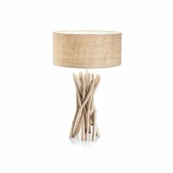 Lampes En Tissu-Luminaires Ideallux Lampe à poser Ideal Lux DRIFTWOOD Bois clair, 1 lumière