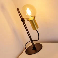 Luminaires Rustiques-hofstein Lampe à poser Kirehito Or, Laiton, Noir, 1 lumière