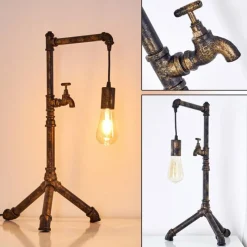 Lampes Dorées-hofstein Lampe à poser Kolyma Brun, Noir doré, 1 lumière