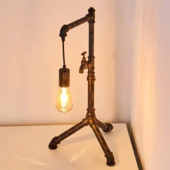 Lampes Dorées-hofstein Lampe à poser Kolyma Brun, Noir doré, 1 lumière