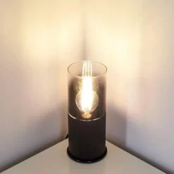 hofstein Lampe à poser Kuparuk Fumée, Noir, 1 lumière