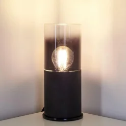 hofstein Lampe à poser Kuparuk Fumée, Noir, 1 lumière