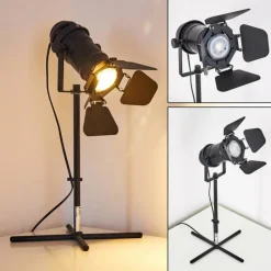 Lampes Vintages & Rétros-hofstein Lampe à poser Lichinga Chrome, Noir, 1 lumière