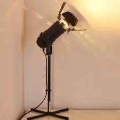 Lampes Vintages & Rétros-hofstein Lampe à poser Lichinga Chrome, Noir, 1 lumière