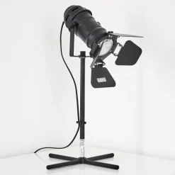 Lampes Vintages & Rétros-hofstein Lampe à poser Lichinga Chrome, Noir, 1 lumière