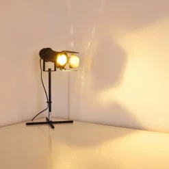 Lampes Vintages & Rétros-hofstein Lampe à poser Lichinga Chrome, Noir, 1 lumière