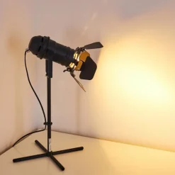 Lampes Vintages & Rétros-hofstein Lampe à poser Lichinga Chrome, Noir, 1 lumière