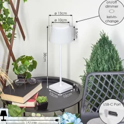 hofstein Lampe à poser Longchamps LED Blanc, 1 lumière