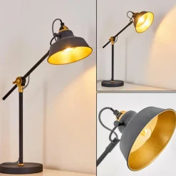 Lampes Dorées-hofstein Lampe à poser Luven Noir, 1 lumière, Télécommandes