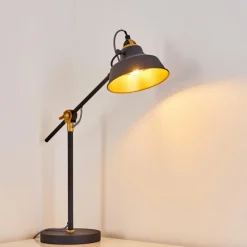 Lampes Dorées-hofstein Lampe à poser Luven Noir, 1 lumière, Télécommandes