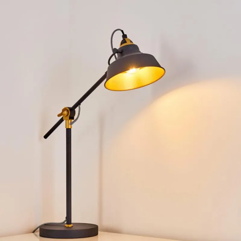 Lampes Dorées-hofstein Lampe à poser Luven Noir, 1 lumière, Télécommandes