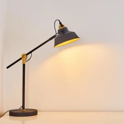 Lampes Dorées-hofstein Lampe à poser Luven Noir, 1 lumière, Télécommandes