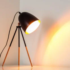 hofstein Lampe à poser MONTREAL Cuivre, Noir, 1 lumière* Lampes À Poser