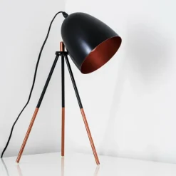 hofstein Lampe à poser MONTREAL Cuivre, Noir, 1 lumière* Lampes À Poser