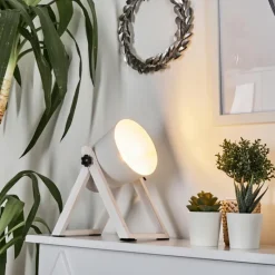 Lampes En Bois-Lampe à poser Novilly Blanc, 1 lumière