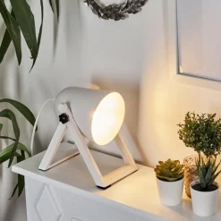 Lampes En Bois-Lampe à poser Novilly Blanc, 1 lumière