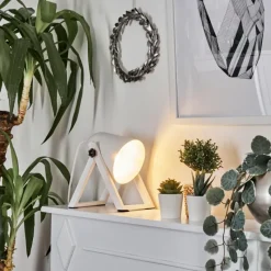 Lampes En Bois-Lampe à poser Novilly Blanc, 1 lumière