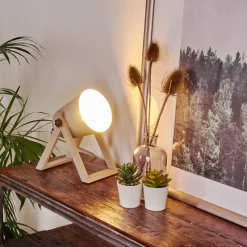 hofstein Lampe à poser Novilly Bois clair, 1 lumière