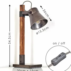 Lampes Industrielles-hofstein Lampe à poser Oksbol Brun foncé, Gris, Acier brossé, 1 lumière