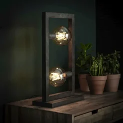 Lampes Industrielles-hofstein Lampe à poser ORANJEWOUD Argenté, 2 lumières